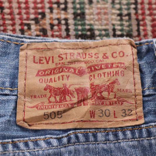Levi's 505 Red Tab W32 L32 Straight Leg Regular Fit Blue Denim Jeans