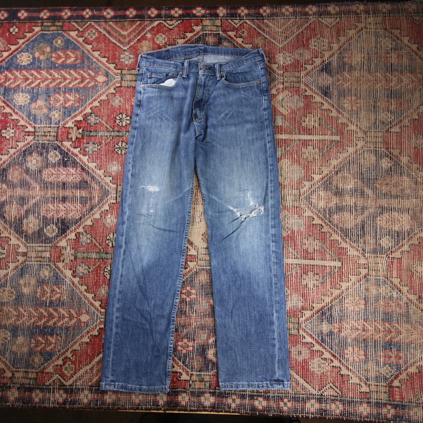 Levi's W30 L29 Straight Leg Classic Ripped Style Blue Denim Jeans