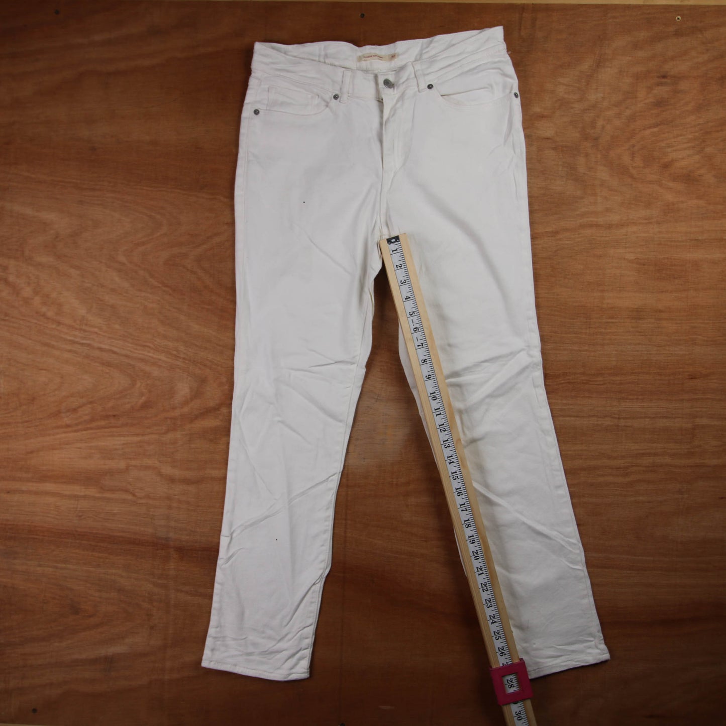 Levi's 505 Red Tab W32 L28 Straight Leg Regular Fit White Denim Jeans