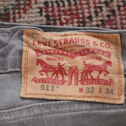 Levi's 511 Red Tab W32 L33 Slim Fit Grey Denim Jeans