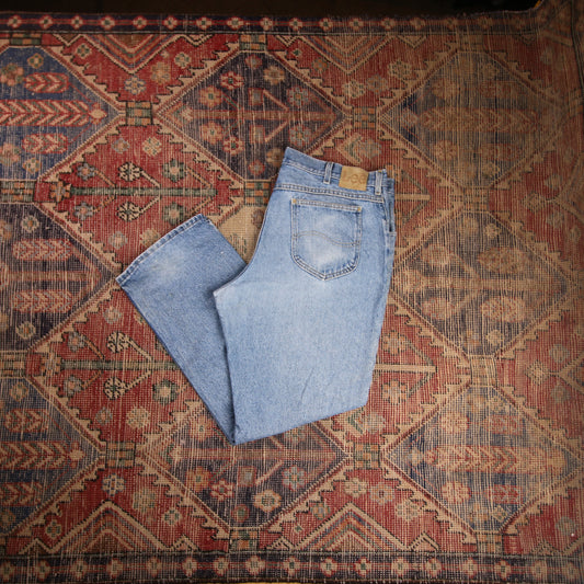 Lee W38 L28 Straight Leg Loose Fit Blue Denim Jeans