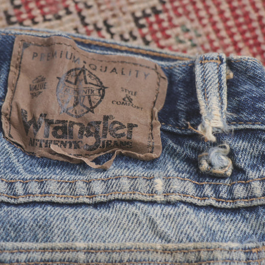 Wrangler W36 L28 Straight Leg Relaxed Fit Blue Denim Jeans
