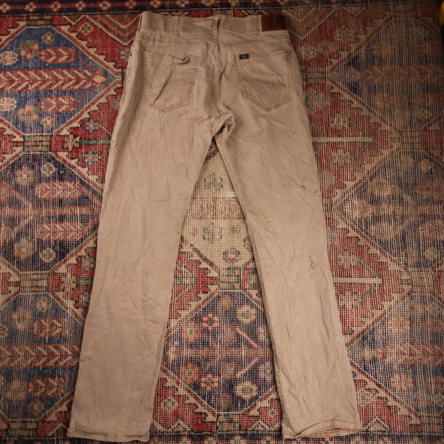 Lee W30 L32 Straight Leg Regular Fit Beige Denim Trousers