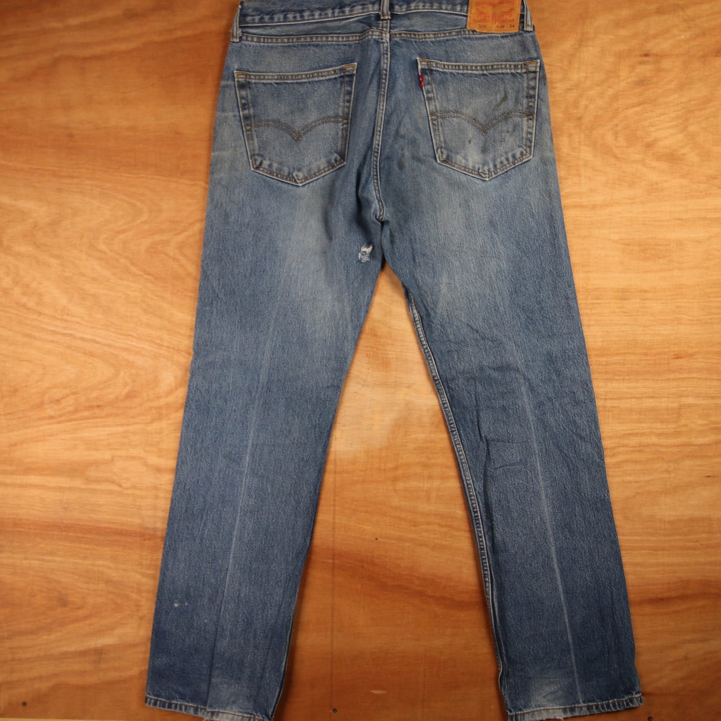 Levi's 505 Red Tab W36 L32 Straight Leg Regular Fit Blue Denim Jeans