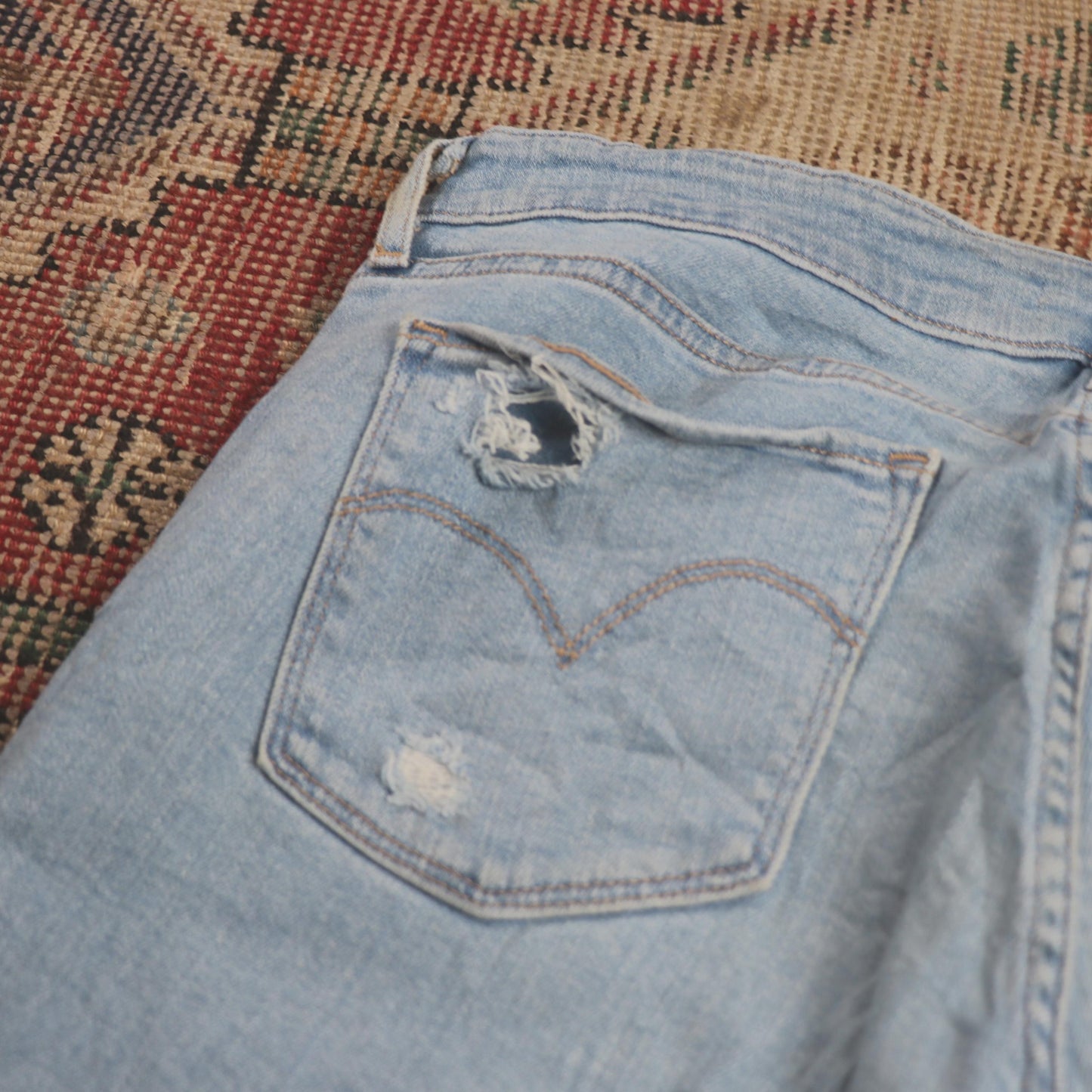 Levi's 711 W32 L30 Skinny Classic Ripped Style Blue Denim Jeans