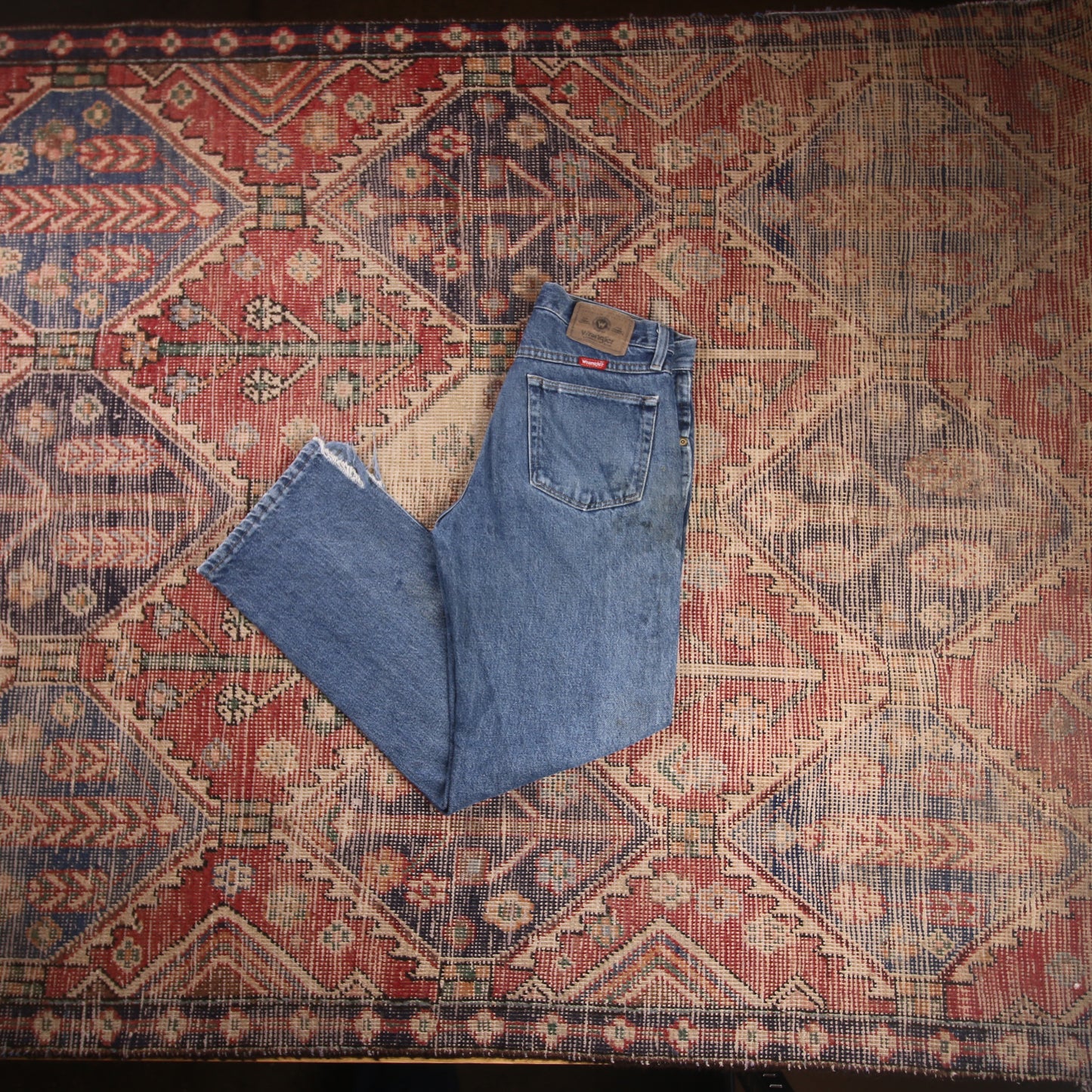 Wrangler W30 L29 Straight Leg Relaxed Fit Blue Denim Jeans