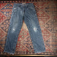 Lee W36 L32 Carpenter Classic Ripped Style Blue Denim Jeans