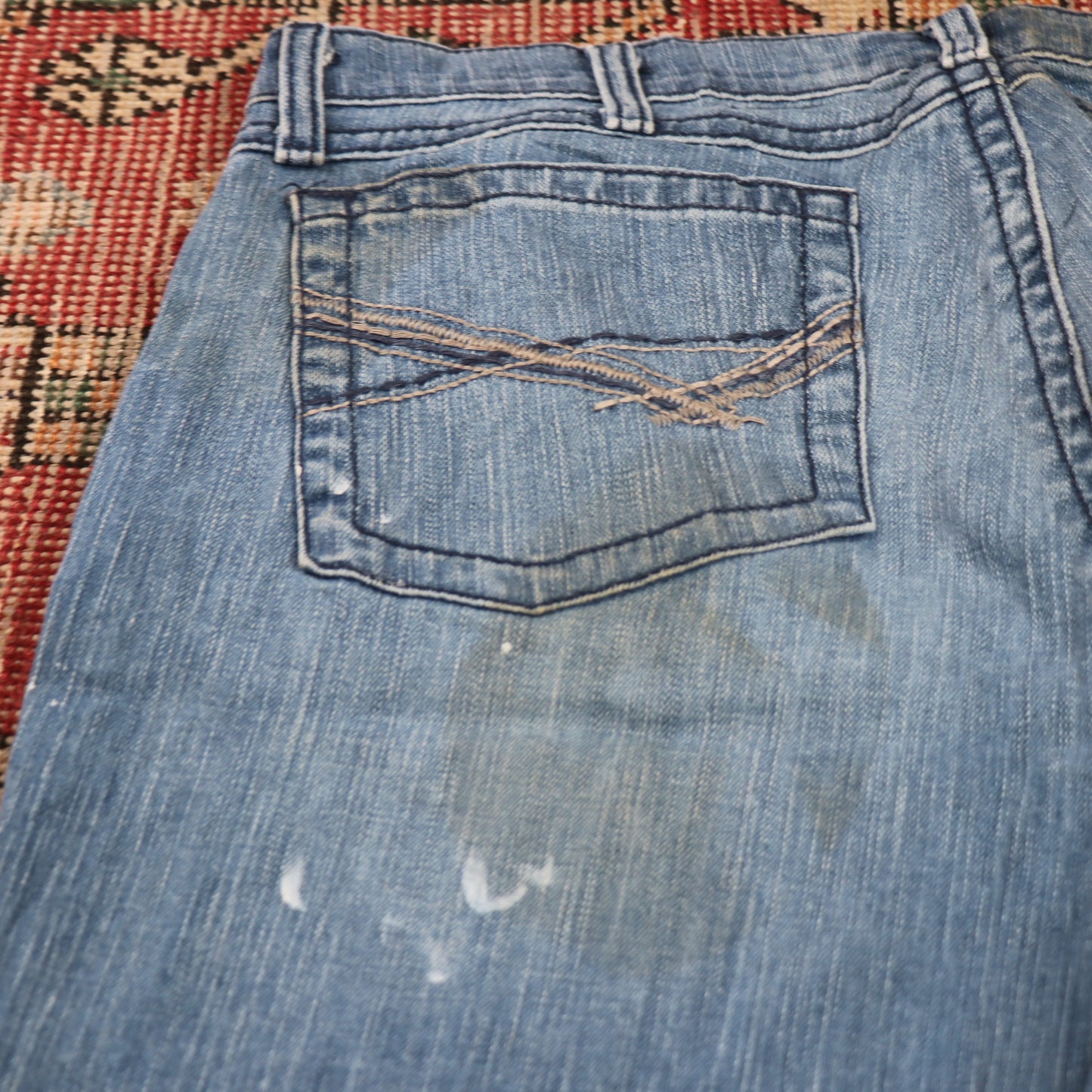 Wrangler W36 L29 Straight Leg Blue Denim Jeans