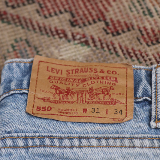 Levi's 550 W30 L35 Tapered Leg Relaxed Fit Blue Denim Jeans
