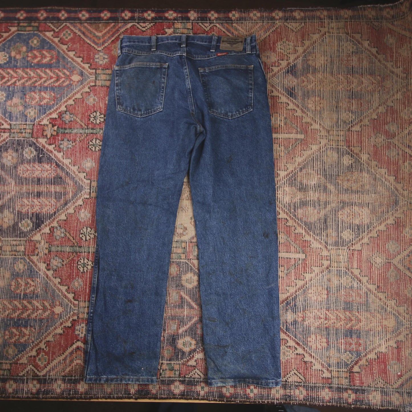 Wrangler W34 L30 Straight Leg Relaxed Fit Blue Denim Jeans