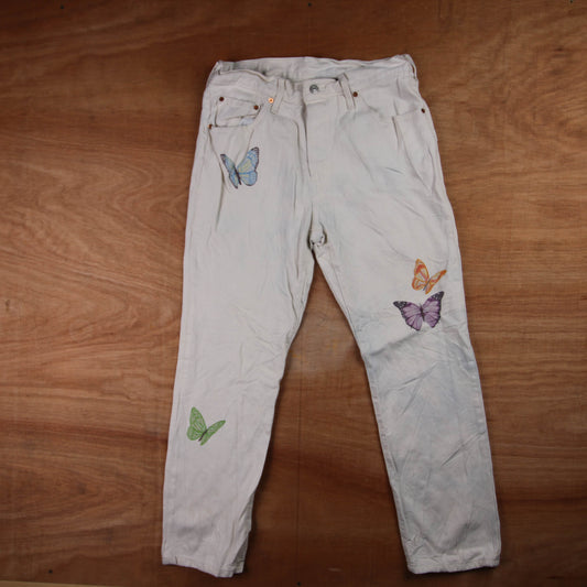 Levi's 505 Orange Tab W36 L30 Straight Leg Regular Fit Blue Denim Jeans