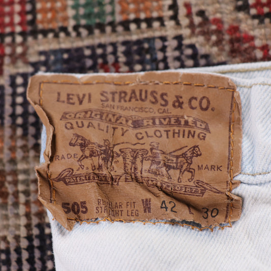 Levi's 505 Orange Tab W40 L29 Straight Leg Regular Fit Blue Denim Jeans