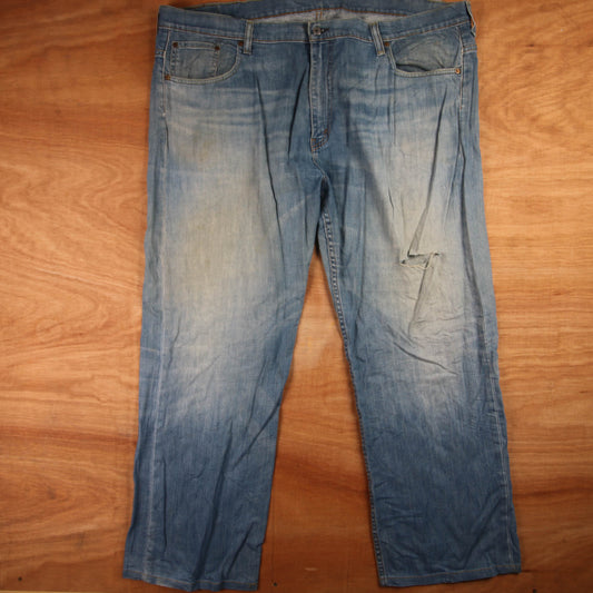 Levi's 505 Red Tab W48 L30 Straight Leg Regular Fit Classic Ripped Style Blue De