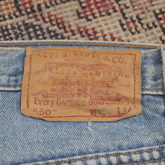 Levi's 550 W38 L34 Tapered Leg Relaxed Fit Blue Denim Jeans