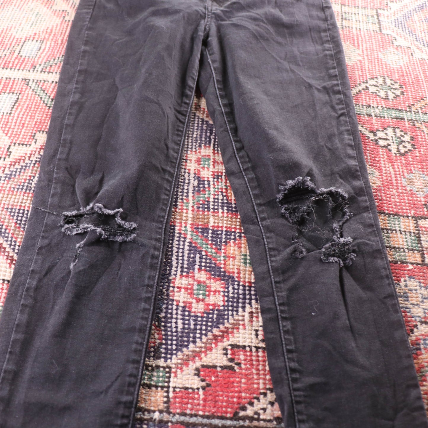Levi's 721 Black Tab W26 L28 Skinny Classic Ripped Style Black Denim Jeans