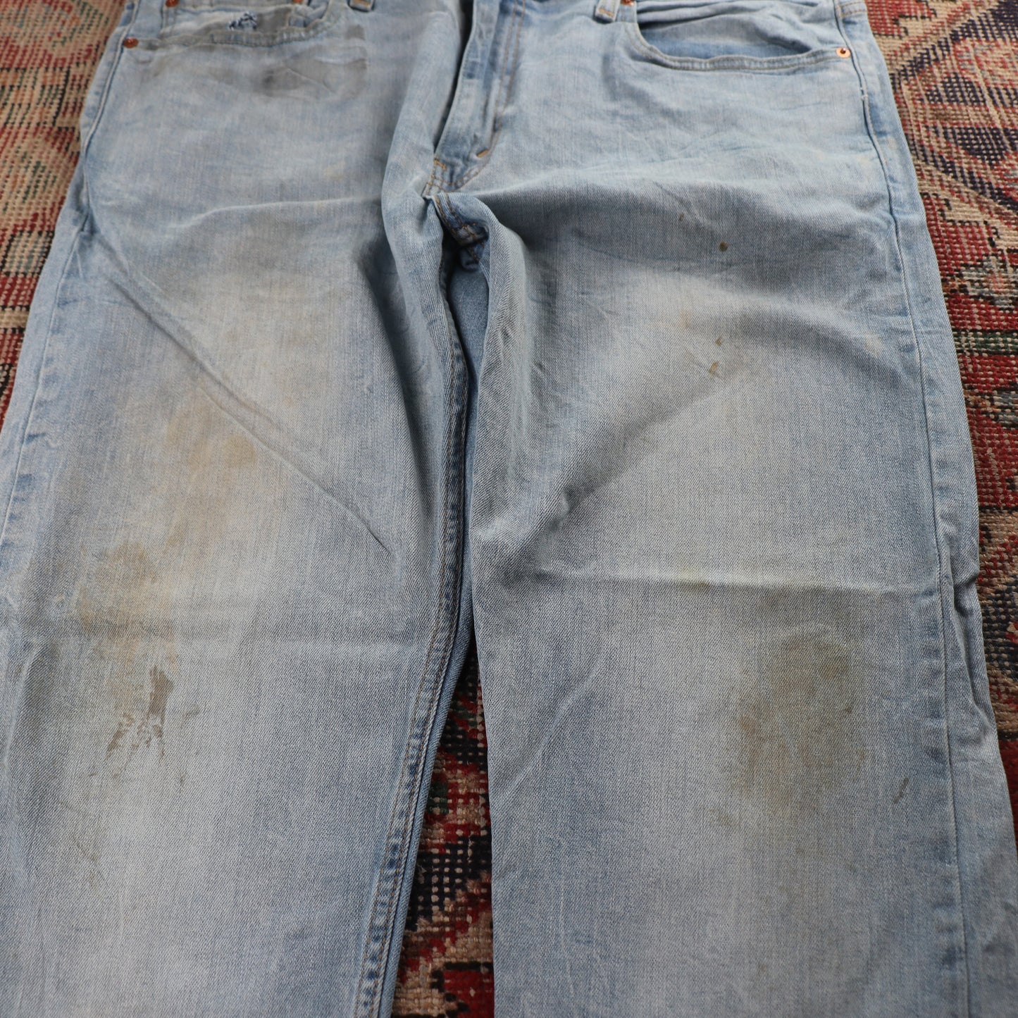 Levi's 512 Red Tab W38 L28 Tapered Leg Slim Fit Classic Ripped Style Blue Denim