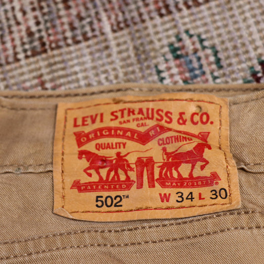 Levi's 502 W34 L26 Tapered Leg Regular Fit Brown Denim Jeans