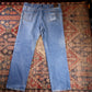 Lee W42 L32 Straight Leg Relaxed Fit Classic Ripped Style Blue Denim Jeans