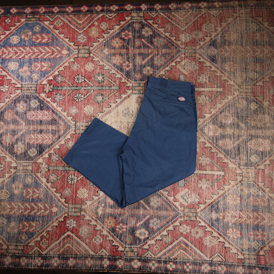 Dickies W34 L24 Straight Leg Navy Cotton Blend Trousers