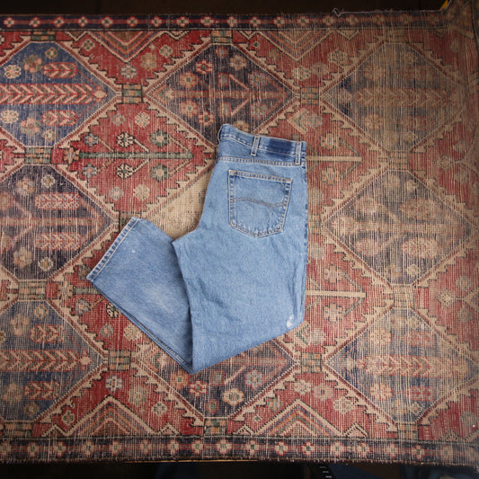 Lee W38 L28 Straight Leg Regular Fit Blue Denim Jeans