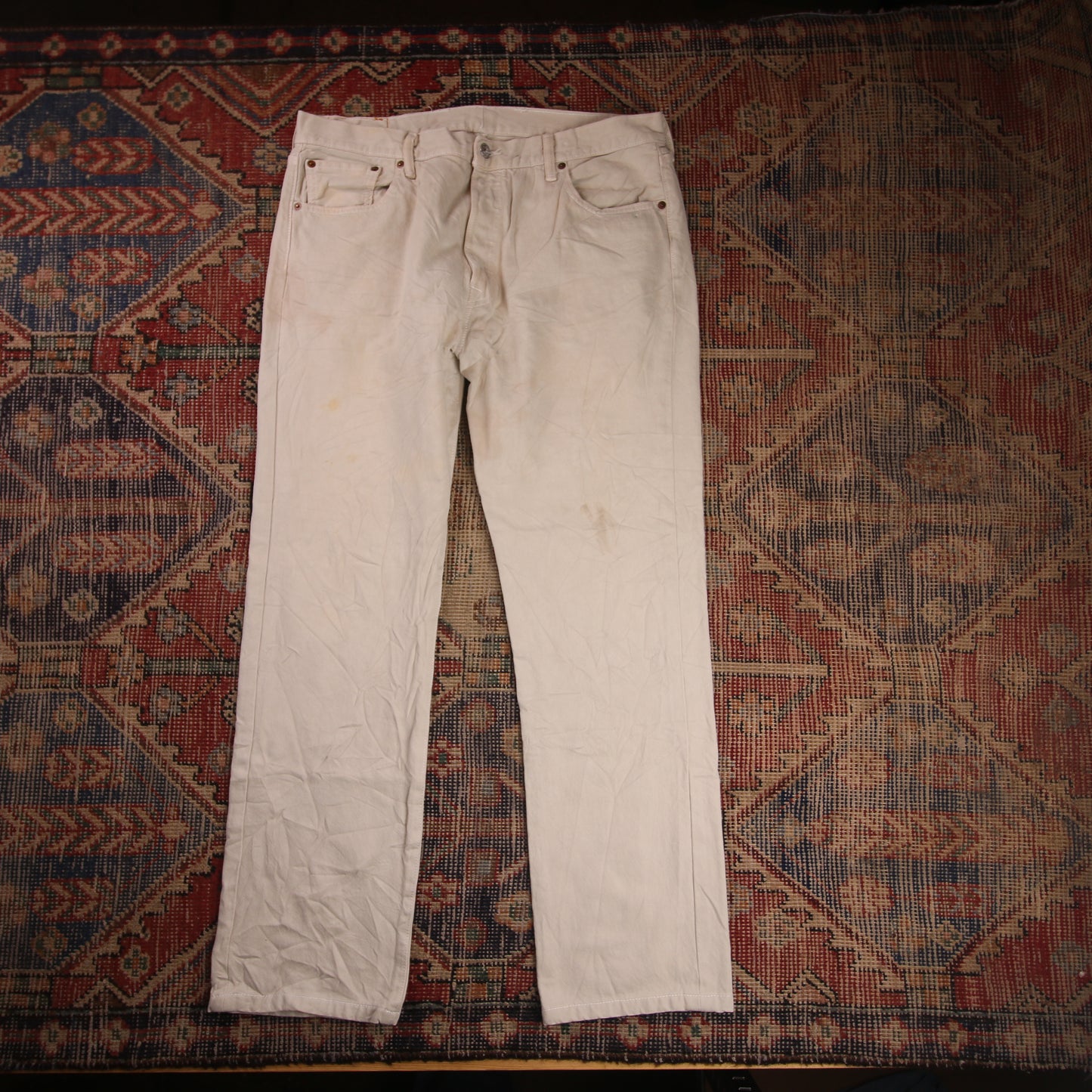Levi's W34 L30 Straight Leg Loose Fit Beige Denim Jeans