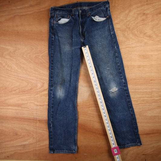 Levi's 505 Red Tab W34 L30 Straight Leg Regular Fit Classic Ripped Style Blue De