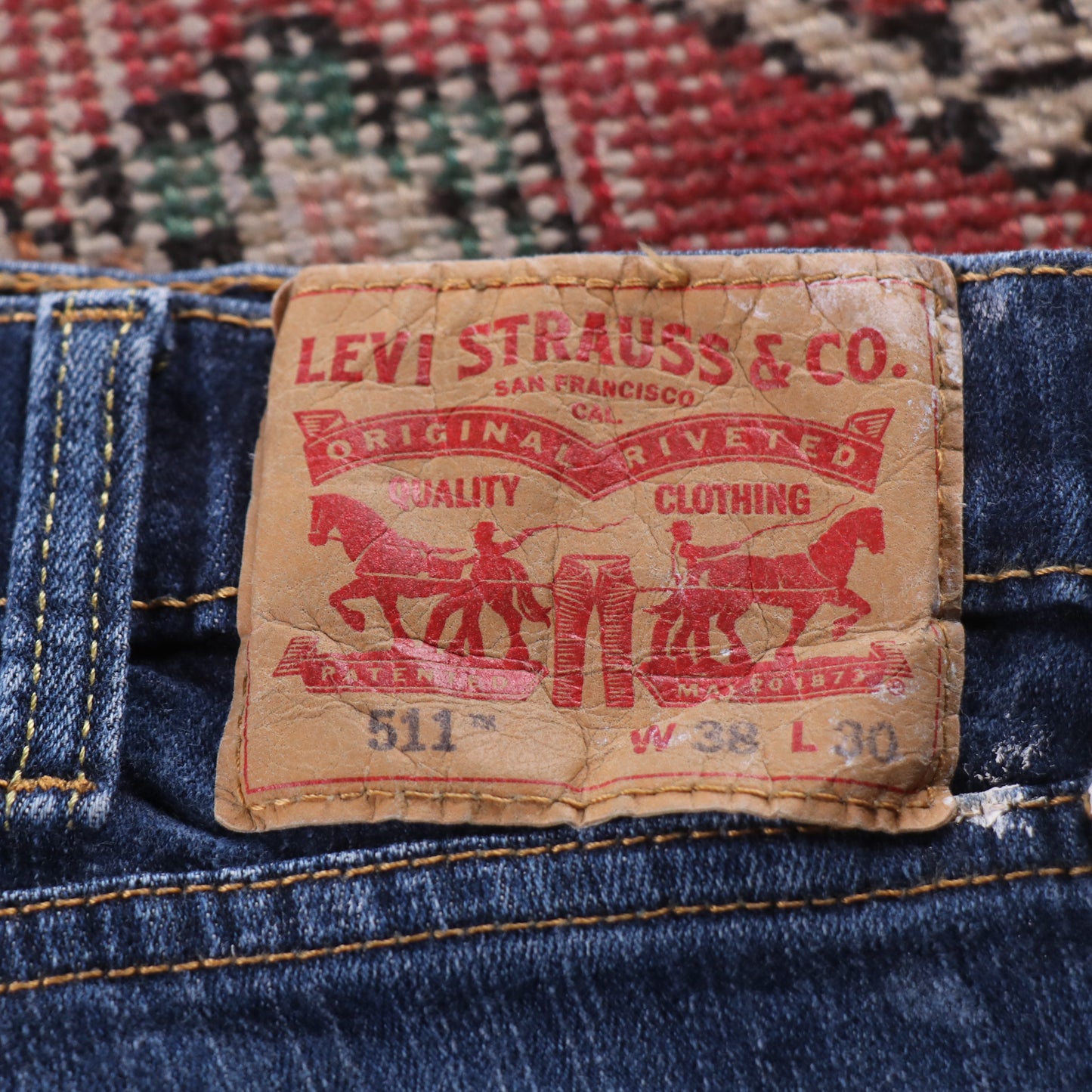 Levi's 511 Red Tab W38 L28 Slim Fit Blue Denim Jeans