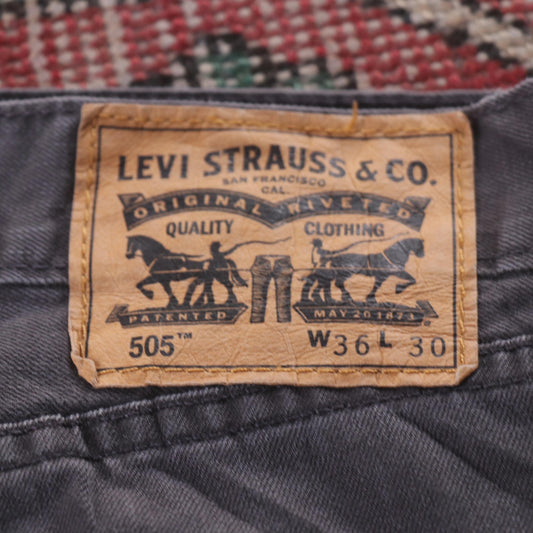 Levi's 505 White Tab W36 L29 Straight Leg Regular Fit Grey Denim Jeans