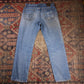 Lee W34 L32 Straight Leg Relaxed Fit Classic Ripped Style Blue Denim Jeans