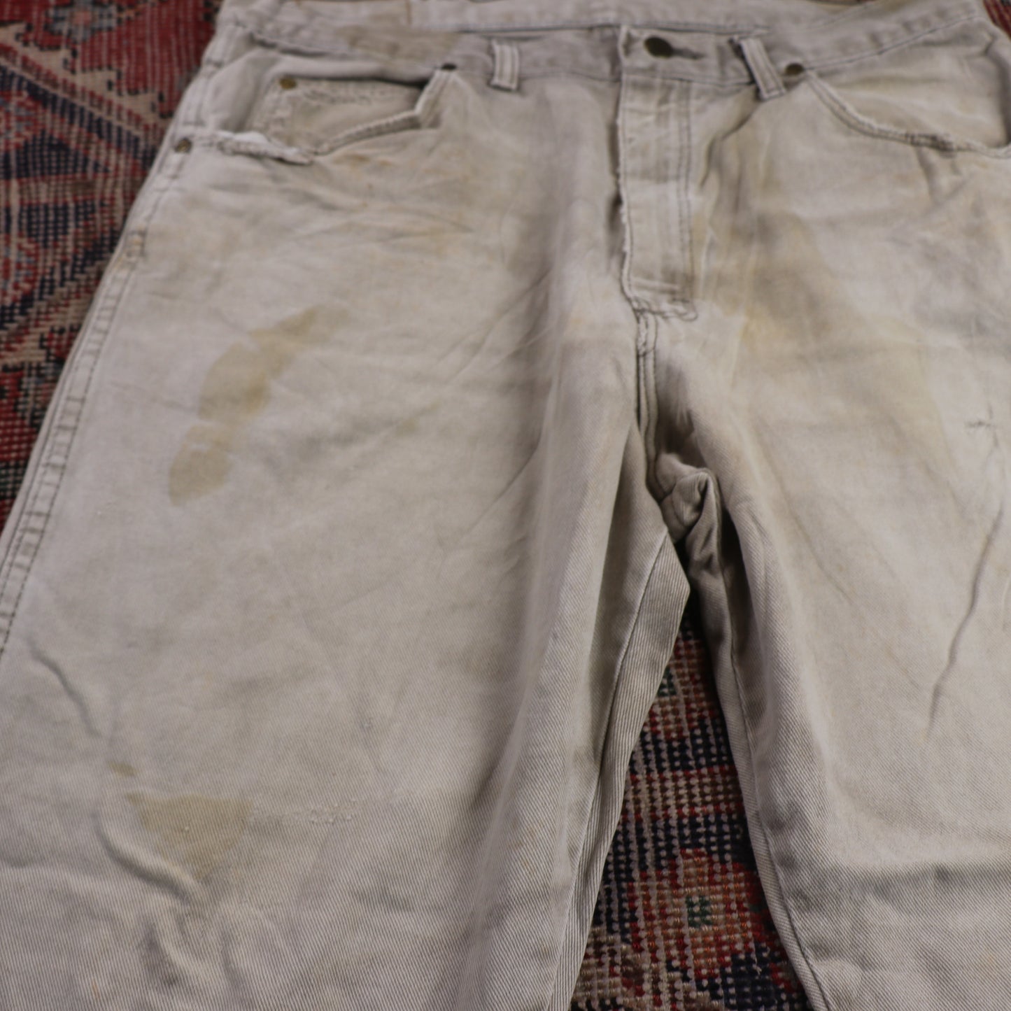 Wrangler W34 L28 Straight Leg Relaxed Fit Beige Denim Jeans