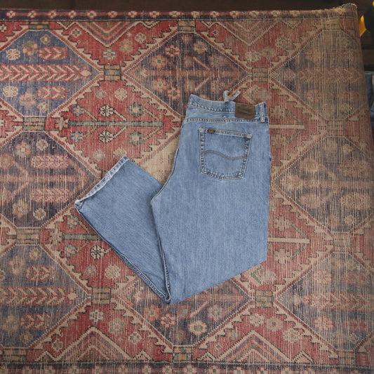 Lee W42 L29 Straight Leg Relaxed Fit Blue Denim Jeans