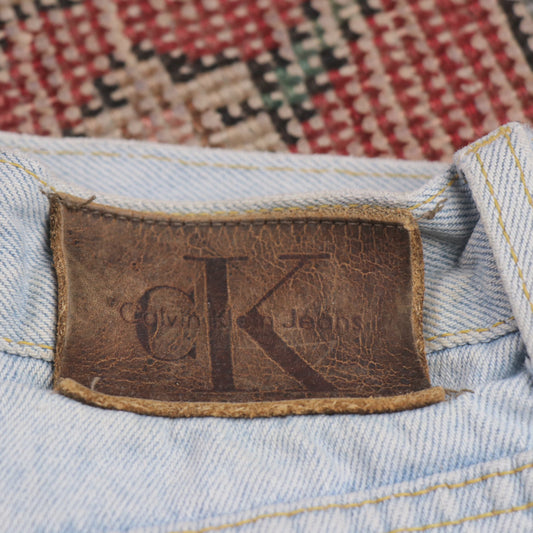 Calvin Klein W26 L30 Straight Leg Blue Denim Jeans