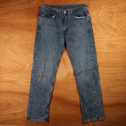 Levi's 505 Red Tab W34 L31 Straight Leg Regular Fit Blue Denim Jeans
