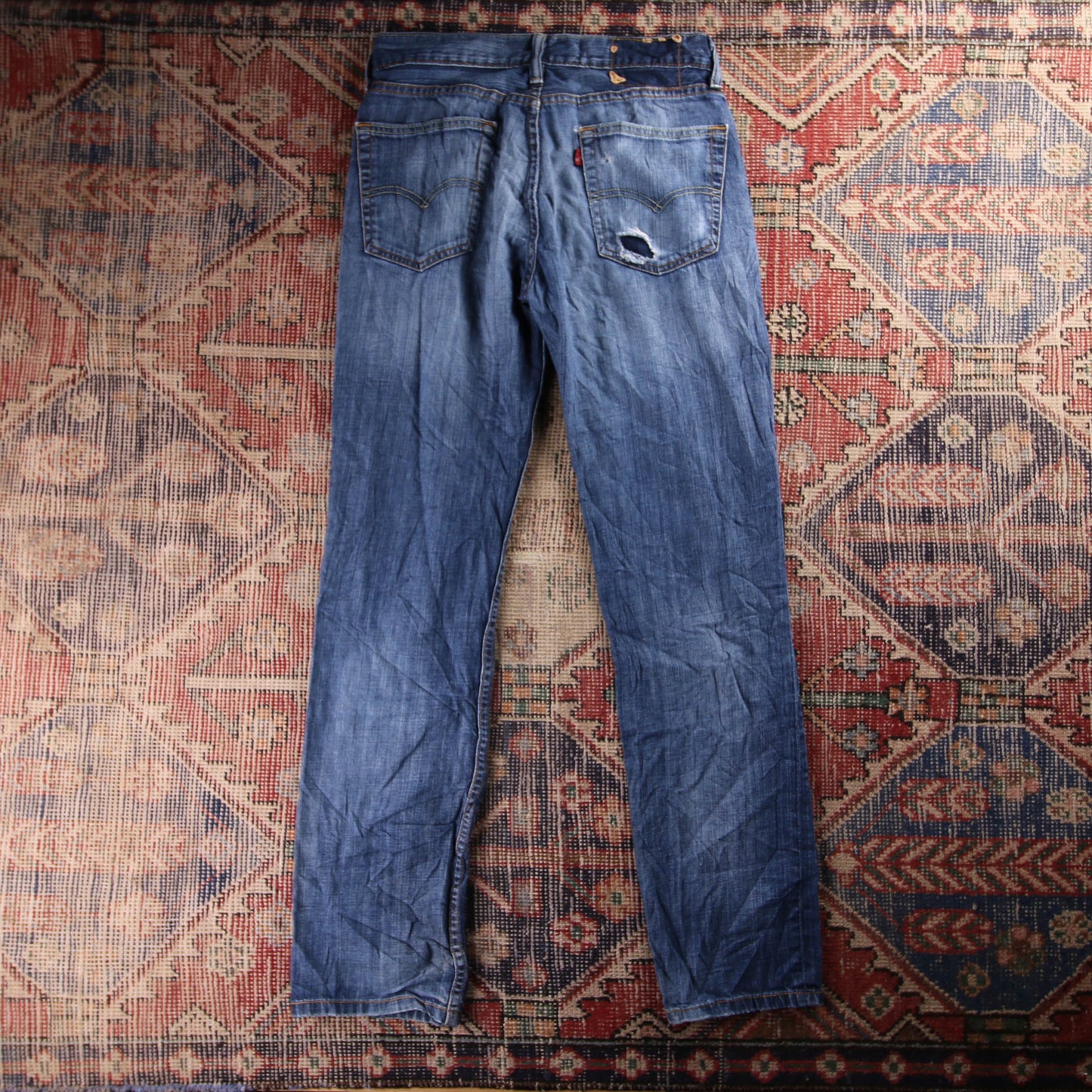 Levi's 505 Red Tab W30 L33 Straight Leg Regular Fit Blue Denim Jeans