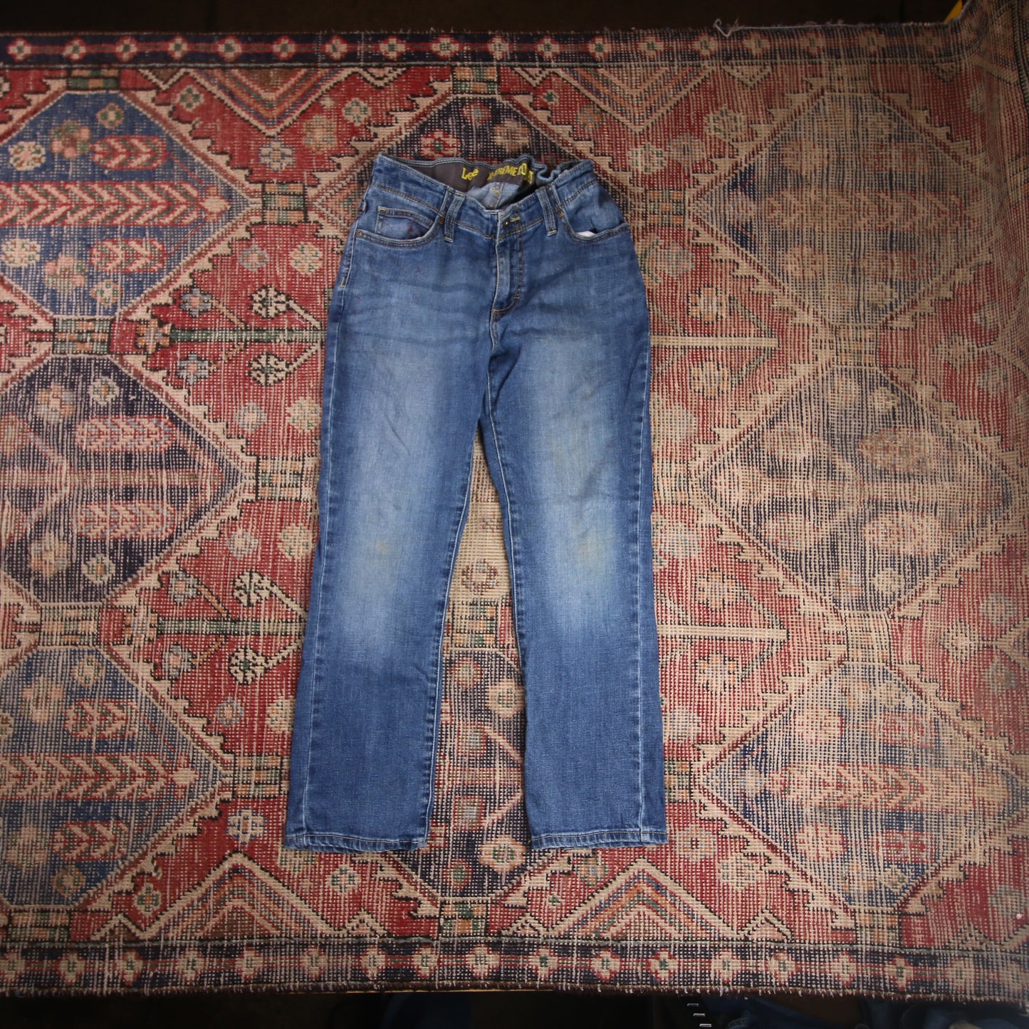 Lee W28 L24 Straight Leg Blue Denim Jeans