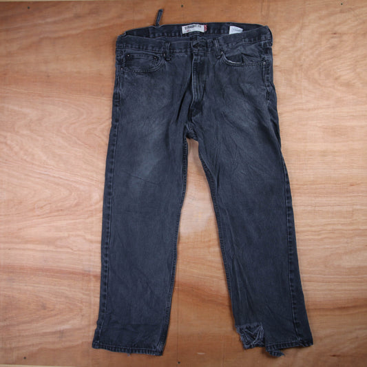 Levi's 505 Red Tab W38 L28 Straight Leg Regular Fit Black Denim Jeans