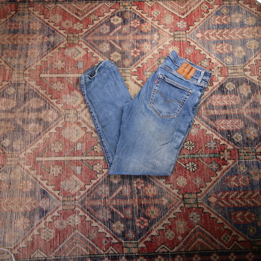 Levi's 502 W34 L30 Tapered Leg Regular Fit Classic Ripped Style Blue Denim Jeans