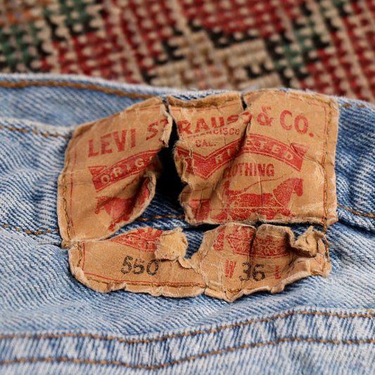 Levi's 550 W36 L32 Tapered Leg Relaxed Fit Blue Denim Jeans