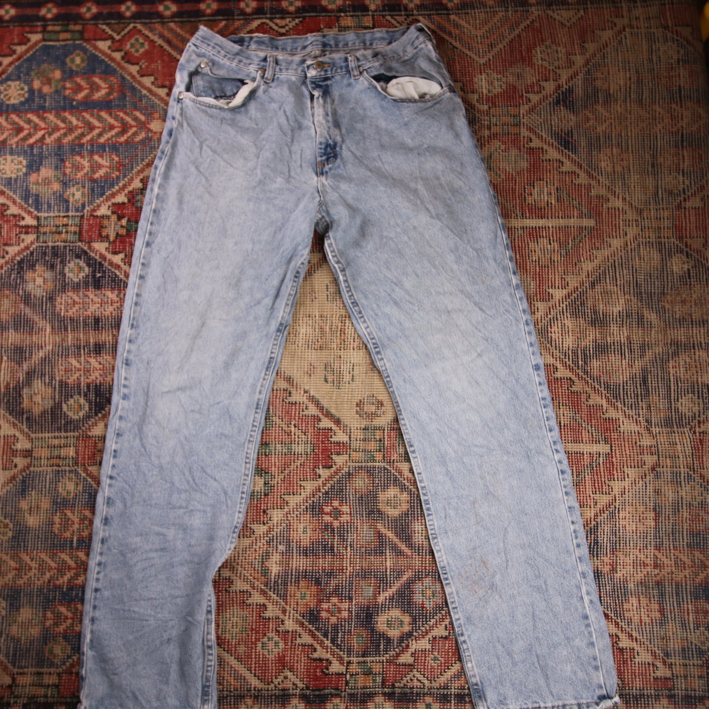 Wrangler W34 L32 Straight Leg Regular Fit Blue Denim Jeans
