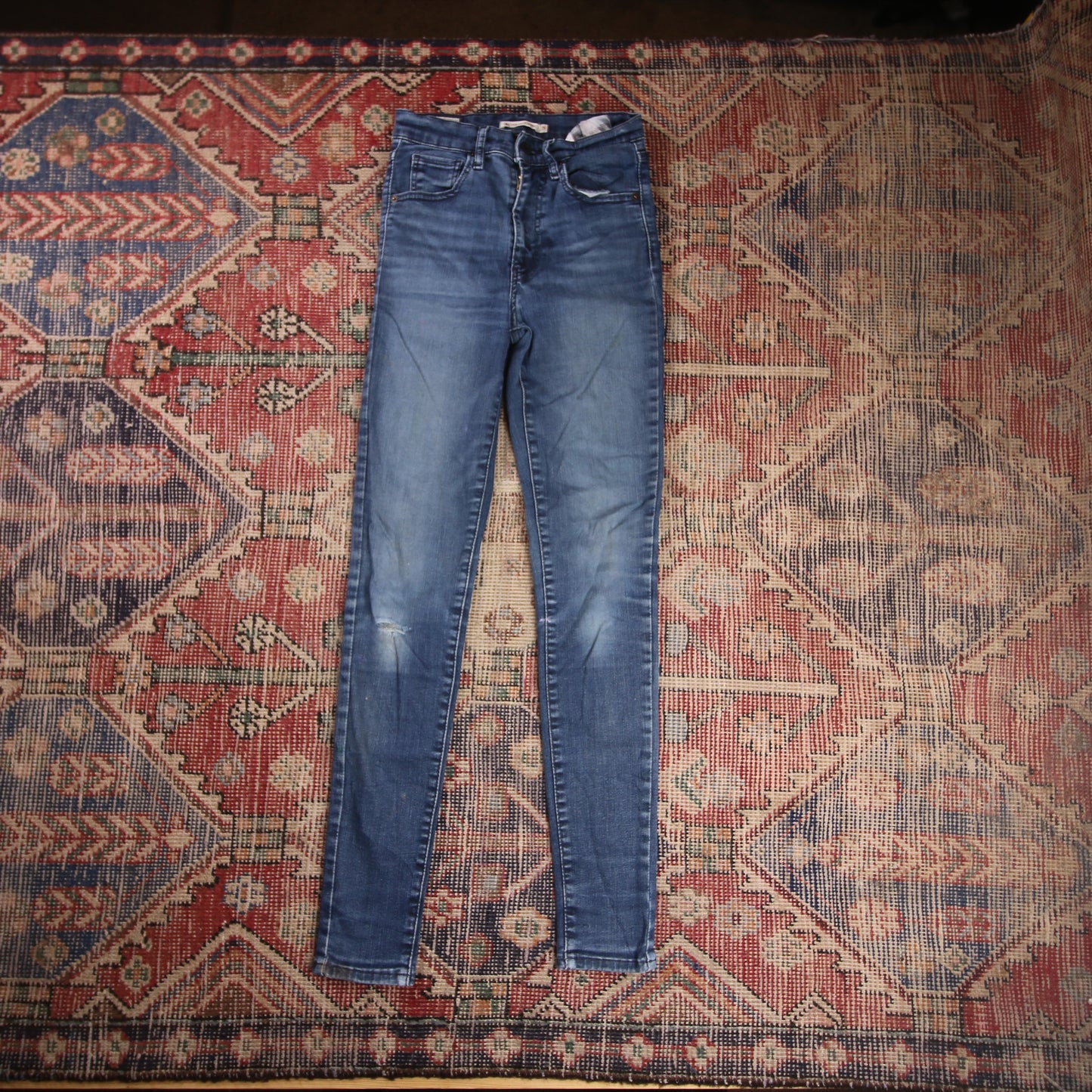 Levi's W24 L29 Skinny Classic Ripped Style Blue Denim Jeans