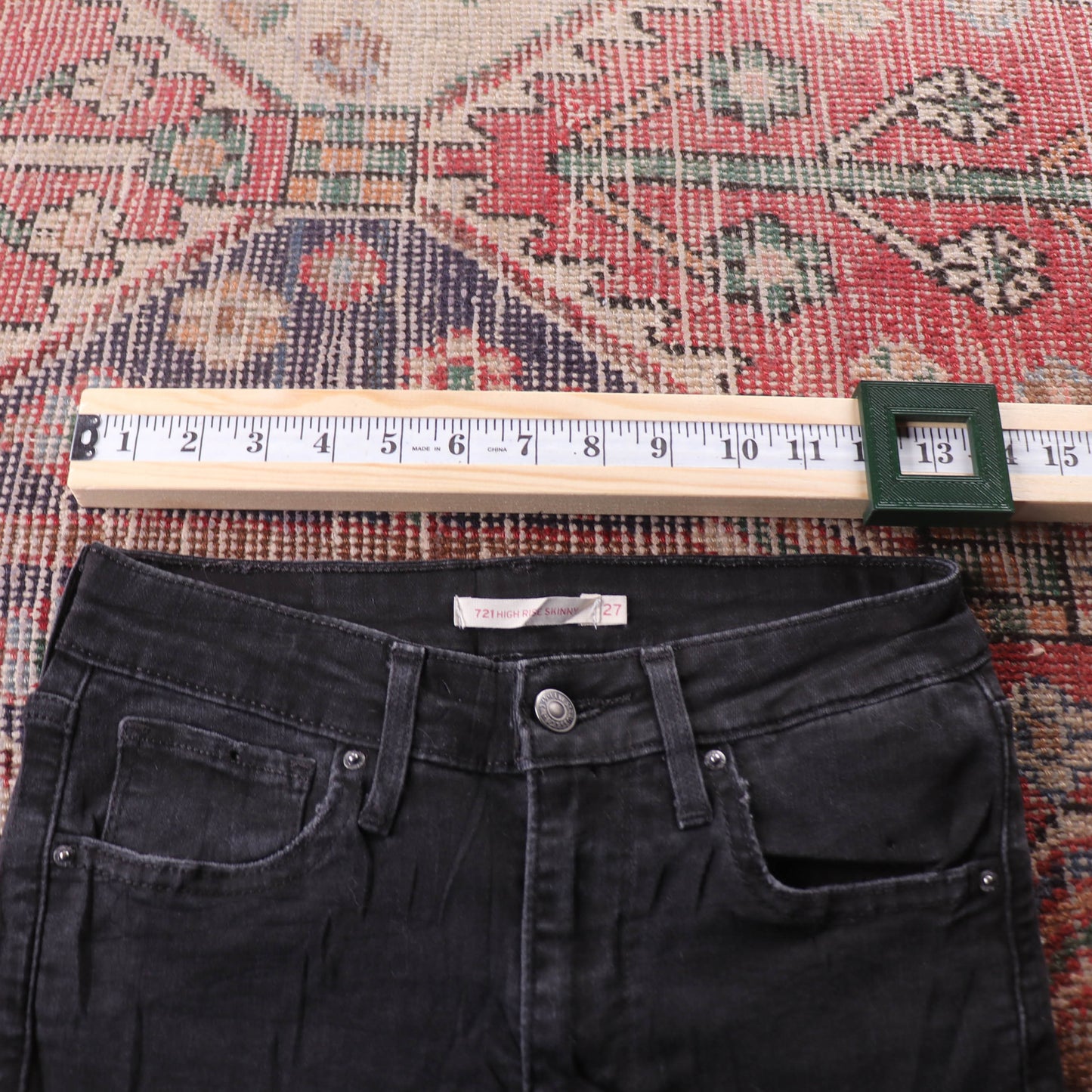 Levi's 721 Black Tab W26 L28 Skinny Classic Ripped Style Black Denim Jeans