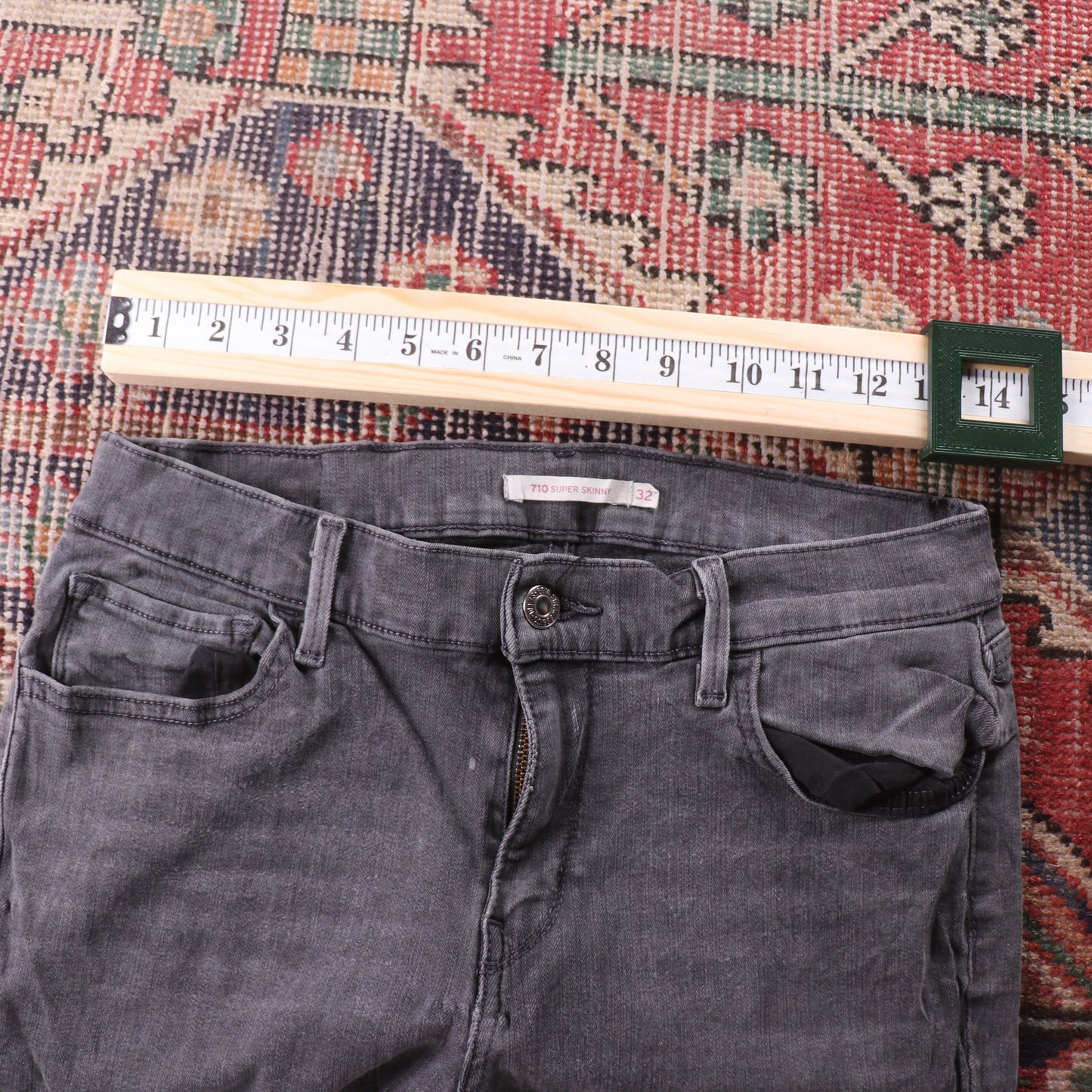 Levi's 710 Black Tab W28 L29 Super Skinny Grey Denim Jeans