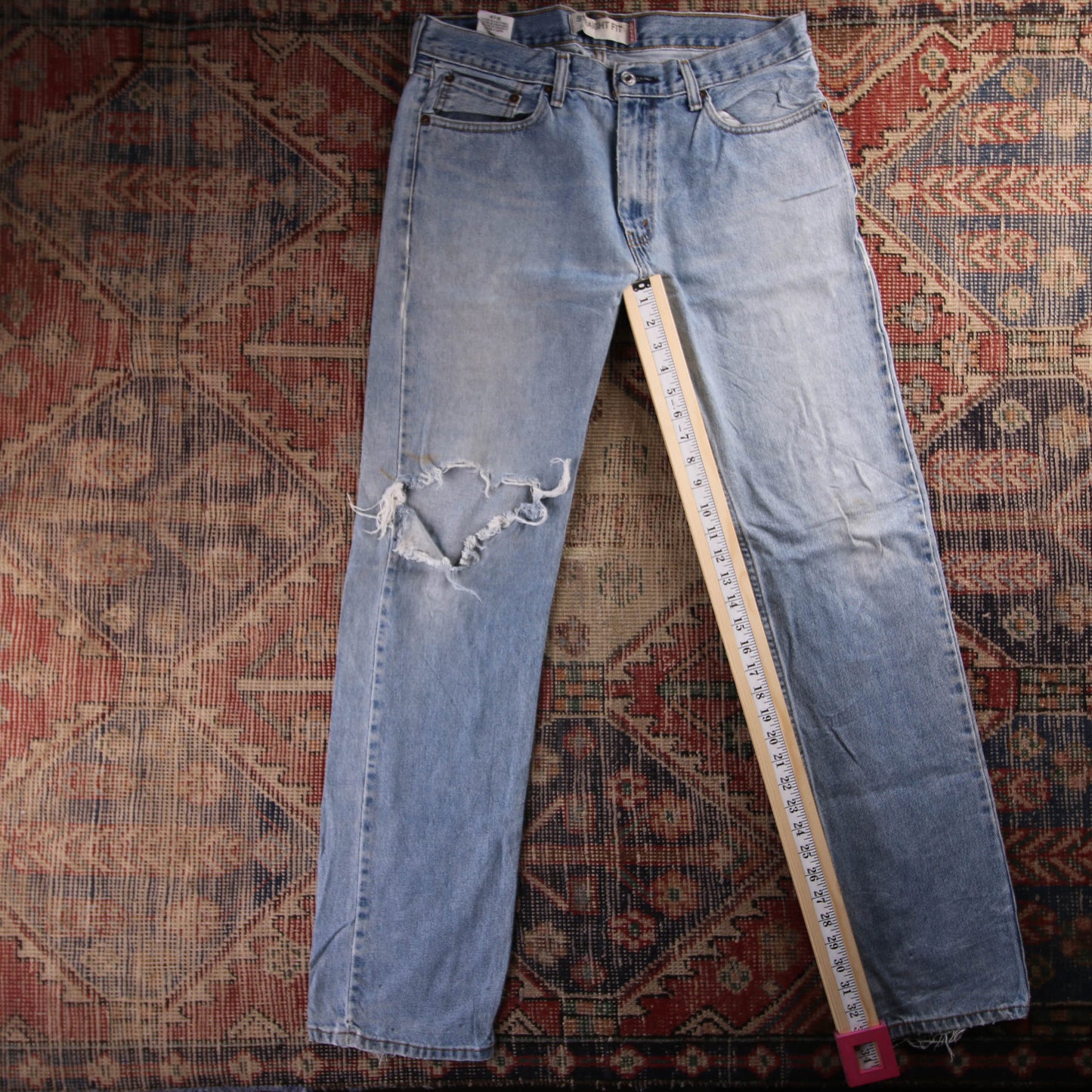 Levi's 517 Red Tab W36 L31 Bootcut Slim Fit Classic Ripped Style Blue Denim Jean