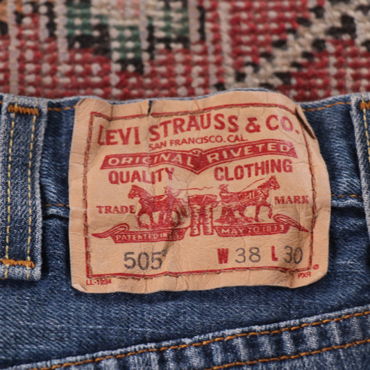 Levi's 505 Orange Tab W38 L29 Straight Leg Regular Fit Blue Denim Jeans