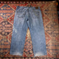 Lee W38 L27 Straight Leg Relaxed Fit Classic Ripped Style Blue Denim Jeans