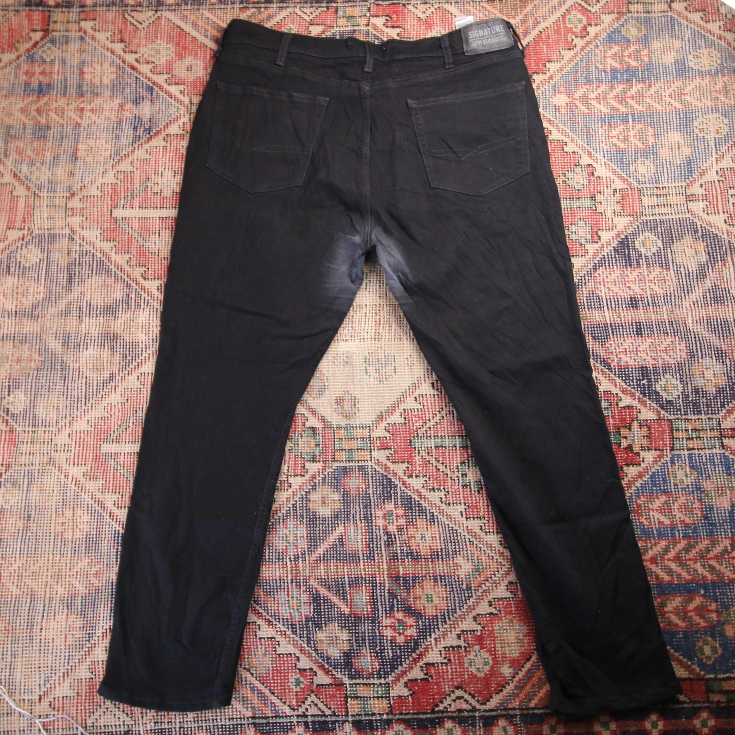 Levi's Signature W40 L27 Straight Leg Regular Fit Black Denim Jeans