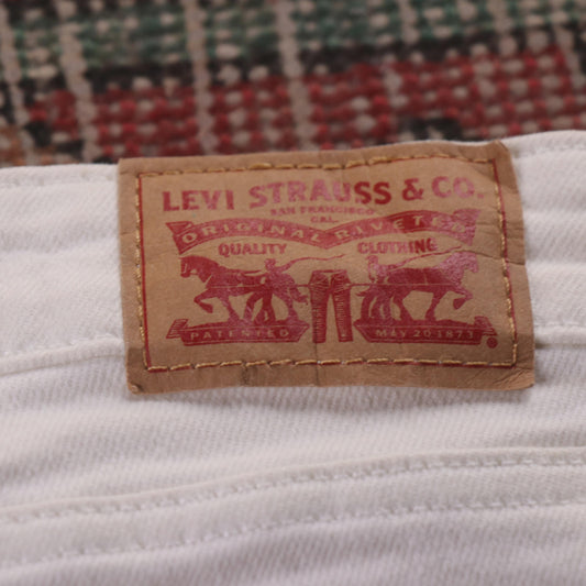 Levi's 711 Red Tab W32 L24 Skinny Classic Ripped Style White Denim Jeans