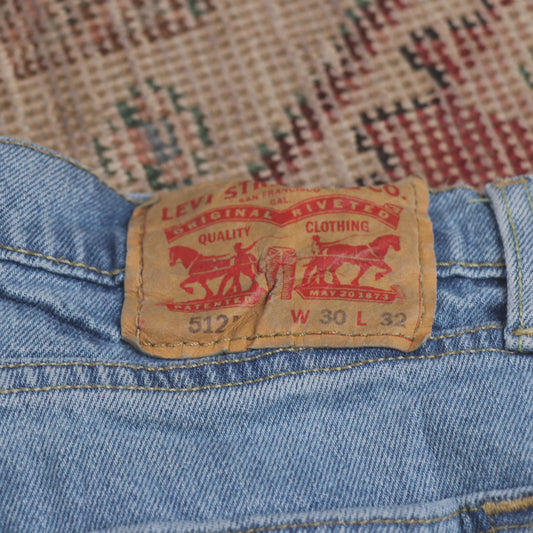Levi's 512 W30 L30 Tapered Leg Slim Fit Blue Denim Jeans