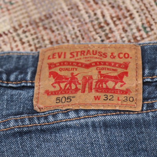 Levi's 505 W34 L30 Straight Leg Regular Fit Blue Denim Jeans