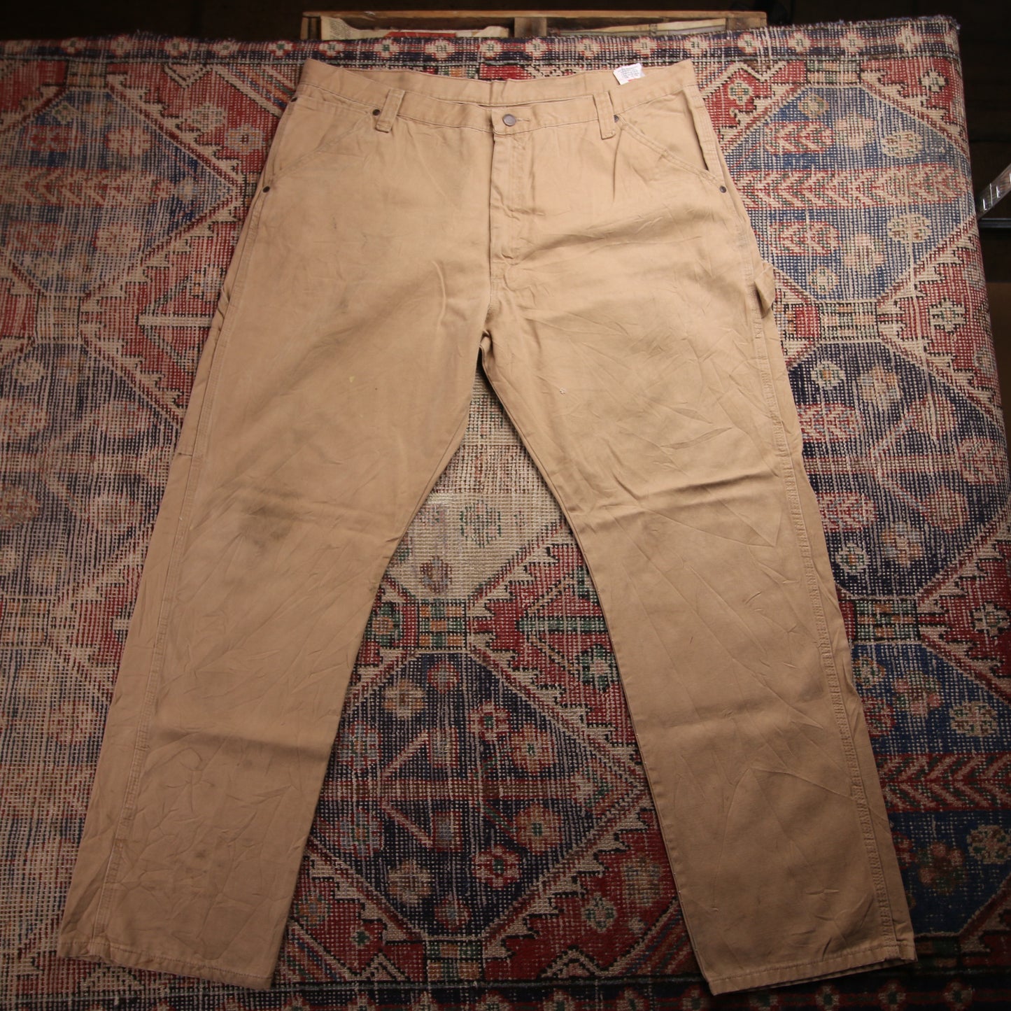 Wrangler W40 L30 Carpenter Beige Cotton Blend Trousers